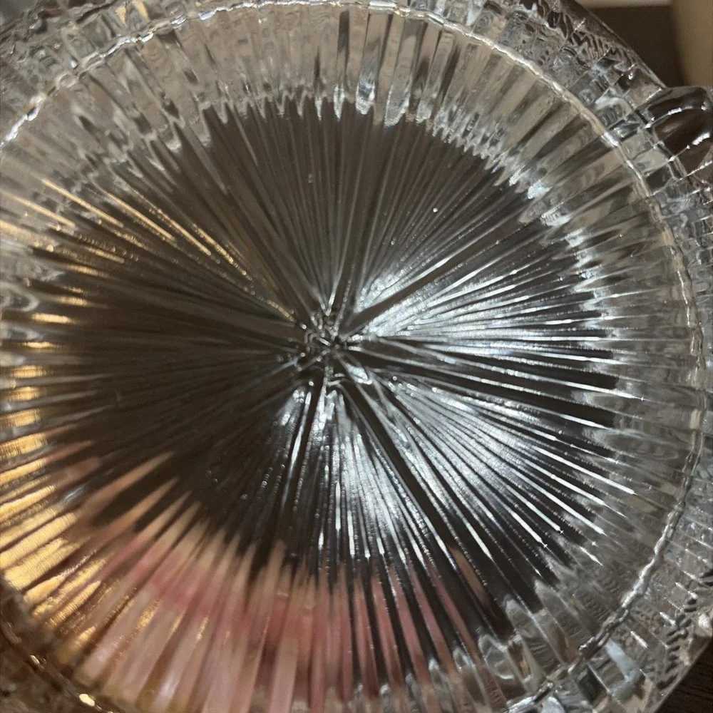 Antique Higbee Panelled Thistle Domed Round Covered Butter Dish Glass Bee UV Glo
